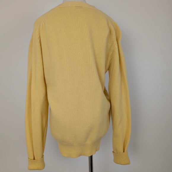 90s Pure Virgin Wool Cardigan Cable Knit Button Up Long Sleeve V-neck Butter - Picture 9 of 12